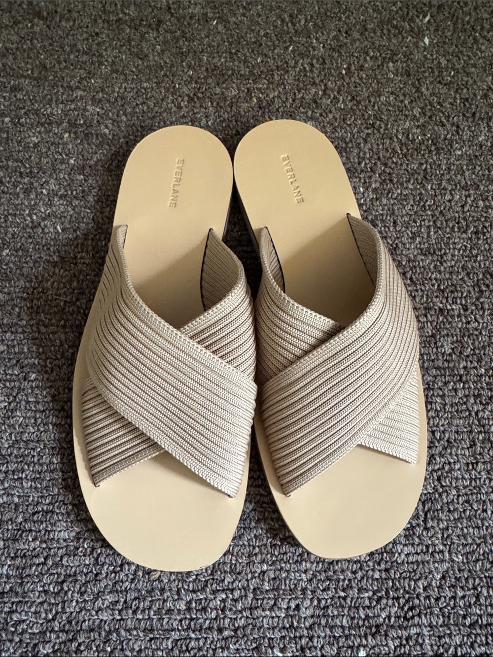 Everlane Natural Beige Crisscross Slide Sandals